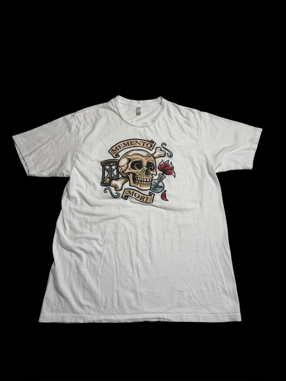 Punksthetic Art Memento Mori Traditional Tattoo Graphic Tee White T-Shirt L